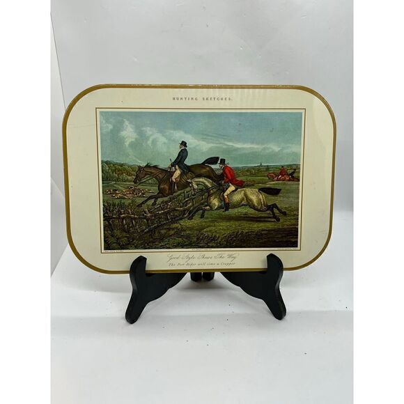 VTG Set Of 4 1859 Henry Alken Fores`s Hunting Sketches On Tin , Cork Backed Rare - Picture 4 of 9